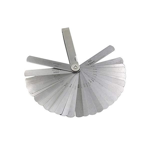 カラー：32枚組スタイル：インダストリアルサイズ：長95mm×幅13mm×厚14mm　　重量：約120g材質：ステンレス　　リーフ枚数：32枚組　　測定範囲：0.02mm〜1.00mmリーフ厚み（ミリ）：0.02、0.03、0.04、0.0...