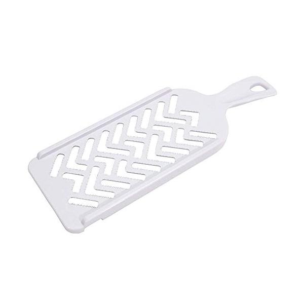 カラー：ホワイトサイズ：ワンサイズスタイル：単品サイズ:9.3×27.8×1.9cmABS樹脂(アクリロニトリル・ブタジェン・スチレン)(耐熱温度100度)生産国:中国本体重量:110gラクにおろせる工夫がいっぱいのおろし器1ロングサイズの...