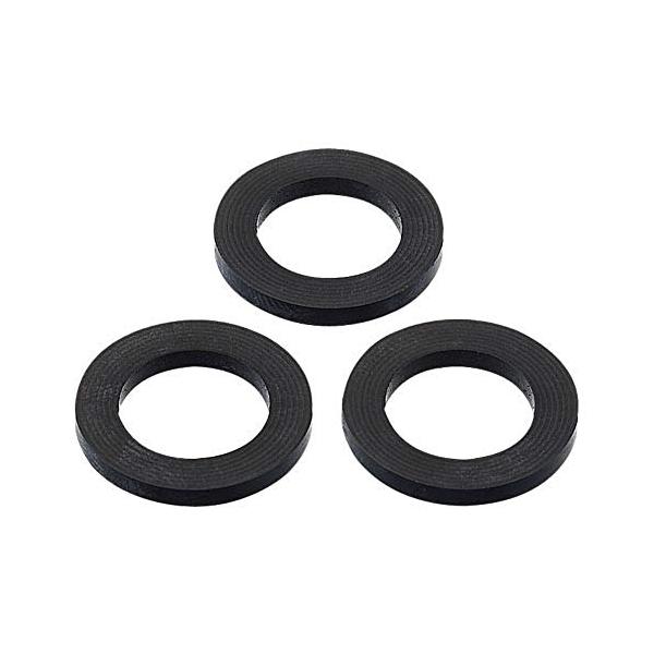 カラー：ブラックサイズ：3個入り呼び13用管用ネジの接続部に使用します。ベンリーカン、ユニオンナット、L型ユニオンナットなどの接続部にご使用ください。直径18.5mm,厚み2mm サイズをおたしかめください。止水栓を閉めてお取替えください。...