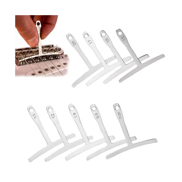 【パッケージ】ギターラジアスゲージ9枚セット。 半径はR7.25/9.5/10/12/14/15/16/17/20。【高品質】高品質のステンレス鋼素材で作られており、頑丈で耐久性があり、長寿命です。【正確な測定】ギターラジアスゲージは、指板...