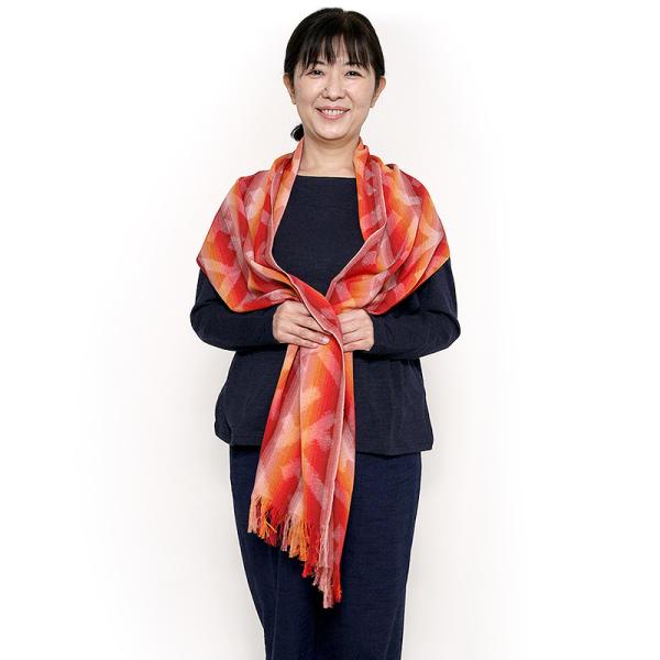 彩藍　宮田織物　半袖　切り替え　ジレ　羽織り　久留米絣　ゆったり　アウター 彩藍 宮田織物 半袖 切り替え ジレ 羽織り 久留米絣 ゆったり