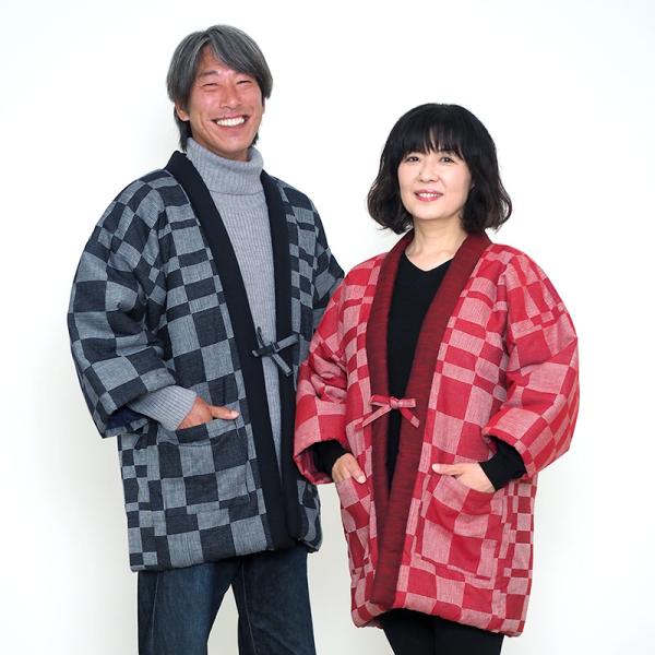 華市松はんてん(袢天・半纏) 日本製 宮田織物謹製 袢纏 どてら メンズ・レディース 綿入り 継承シリーズ 久留米 寒さ対策 おしゃれ シニア 防寒 高級 還暦祝
