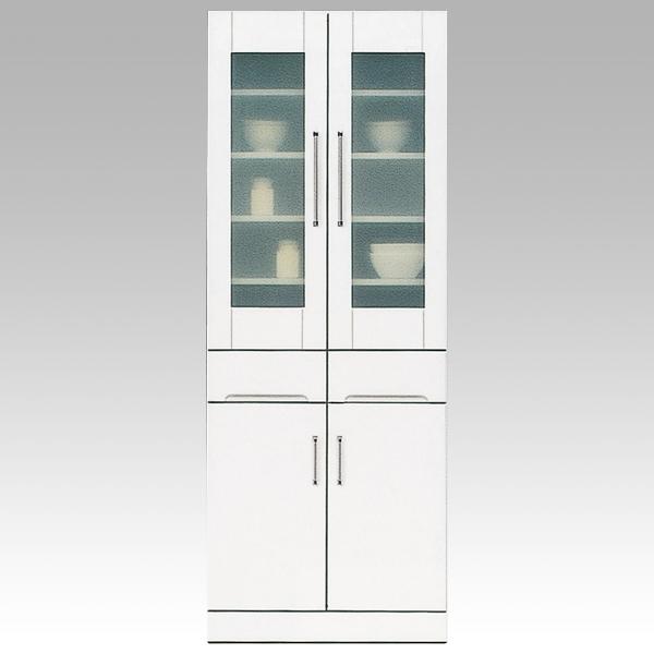 エナメルホワイト　スリムタイプ食器棚 食器棚 ダイニングボード 70cm幅 クリスタル3 国産 開梱設置 : 宮崎