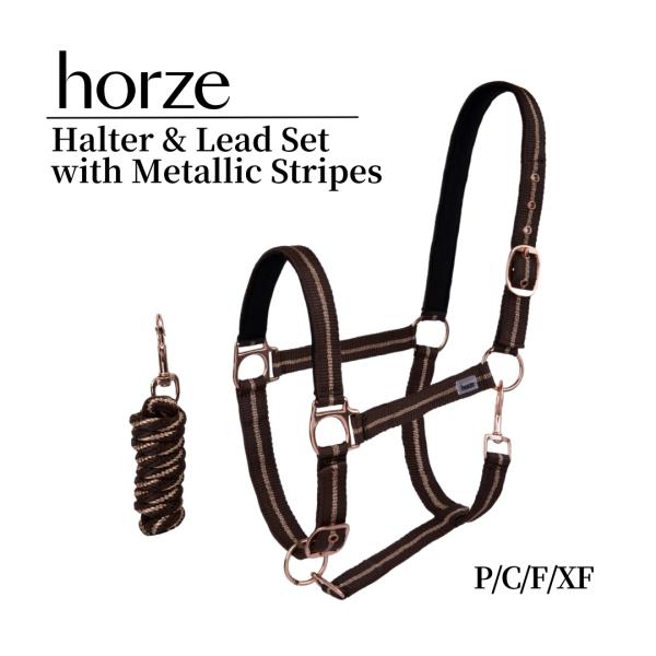 HORZE 乗馬用品 無口 曳き手 セット ホルター 馬 引き手 リード ソフト 