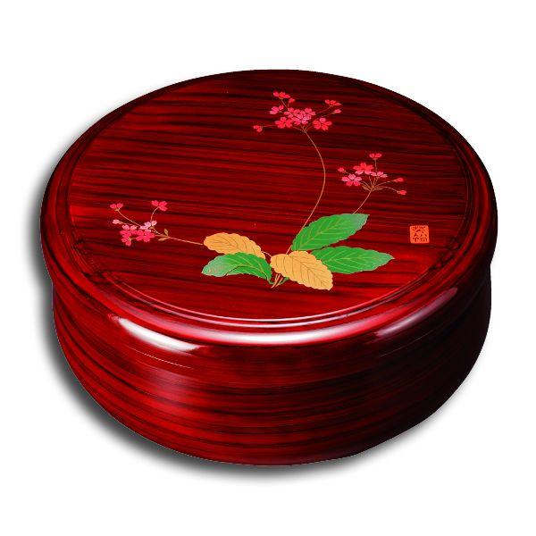 みよし漆器本舗 紀州塗り 10.5寸 茶櫃 茶びつ 木目 桜草 日本製 国産