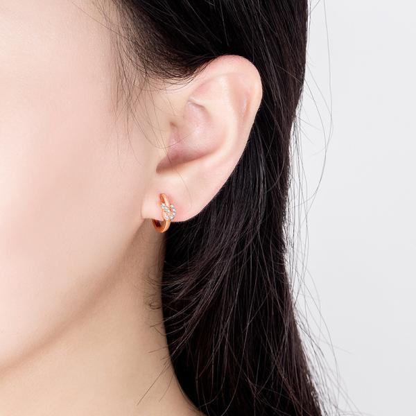 ピアス レディース 小さめ フープピアス アレルギー対応 ピンクゴールド 韓国 ジルコン かわいい 小さめ わかっていても ハンソヒ 韓国 おしゃれ ギフト