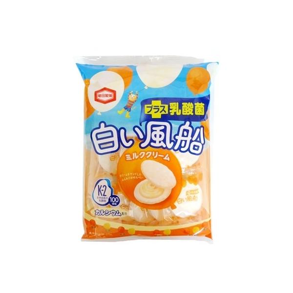 白い風船 プラス乳酸菌 ミルククリーム　亀田製菓　ミルククリームサンドソフトせんべい
