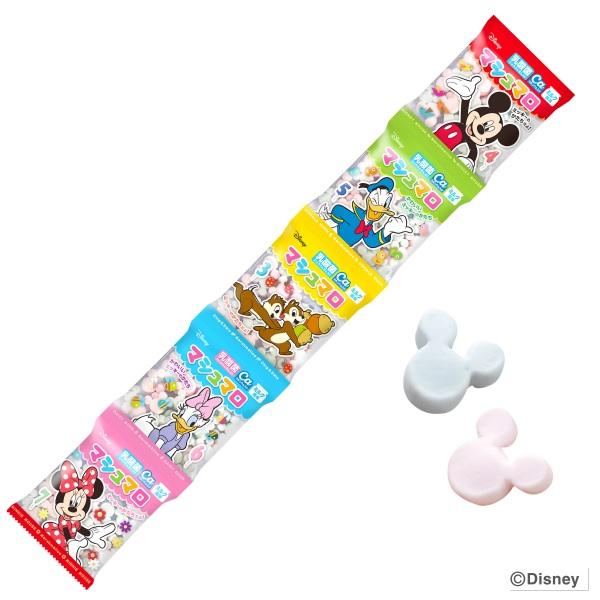 希望小売価格：160円（税別）ミッキーマウスデザインのマシュマロ。ピンク色と水色の2色入り。乳酸菌、カルシウムを配合しミルク風味に仕上げました。小分けにできる連包タイプです。※画像はあくまで参考画像となります。※メーカーの都合上、商品リニュ...