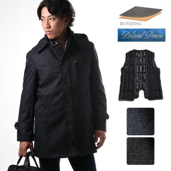 ビジネスコート メンズ ステンカラーコート ハーフコート No Brand ノーブランド チャコールグレイ ネイビー c Mizujin Online 通販 Yahoo ショッピング