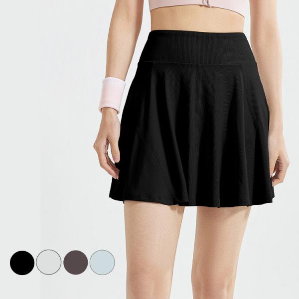 メール便送料無料 スコート レディース テニス 長め リブ インナー一体型 吸水 速乾 フレア ハイウエスト ポケット テニスウェア ヨガウェア ヨガスカート ミニスカート スポーツウェア フィットネスウェア トレーニングウェア ジムウェア...