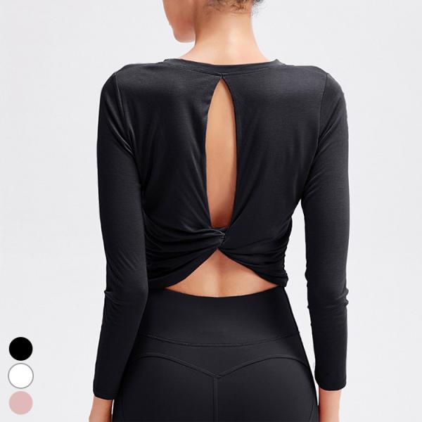 メール便送料無料 ヨガウェア トップス 長袖 レディース カットソー ラウンドネック■セット内容・1点・トップス背面カットアウトでヘルシーなスタイルヨガウェア”楽しく健康ライフ！”lead healthy livesフィットネスやヨガにぴっ...