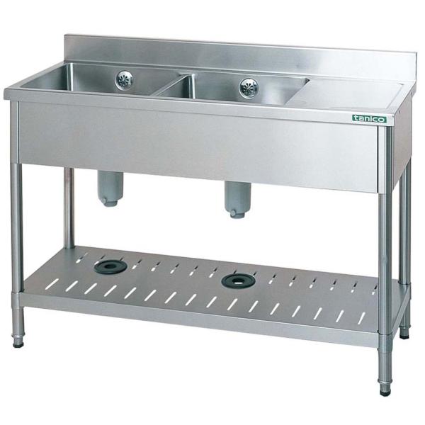 水道　シンク 18-0 台付二槽シンク（バックガード付）TXA-2SB-1245 右付 : 水回り