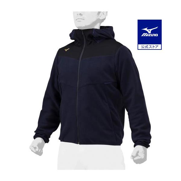 野球 アウター ミズノ 公式 ミズノプロ フリースフーディ ネイビー MIZUNO トレーニング 練習着 野球ウェア 高校野球 大人 メンズ レディース 12JE2K27