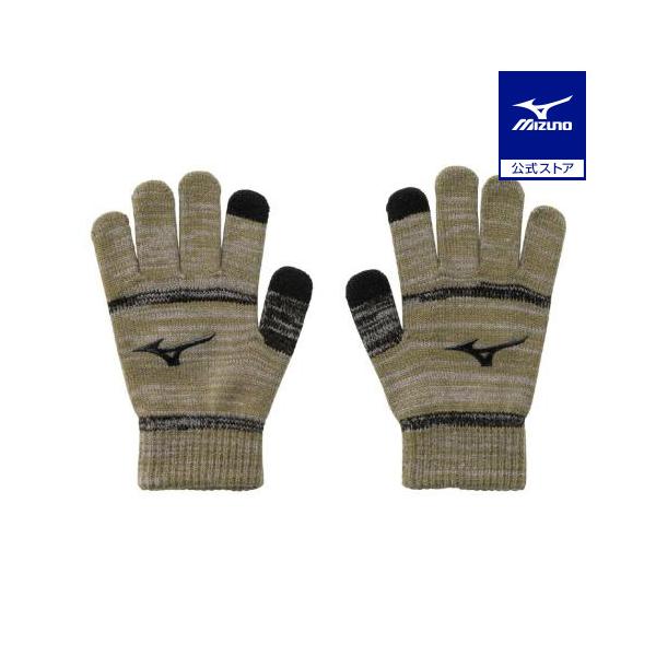 タッチパネル対応のジュニアサイズのニット手袋。掌には滑り止めプリントを使用。