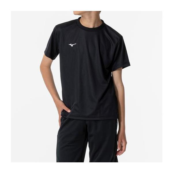 ミズノ公式 ナビドライTシャツ 半袖/丸首 ジュニア ブラック×ホワイト 新生活 新学期 入学 運動会 通学 ジュニア キッズ 子ども トレーニングウェア