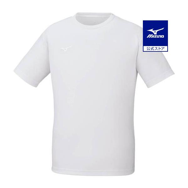 ミズノ公式 ナビドライTシャツ 半袖/丸首 大きいサイズ ユニセックス ホワイト×ホワイト