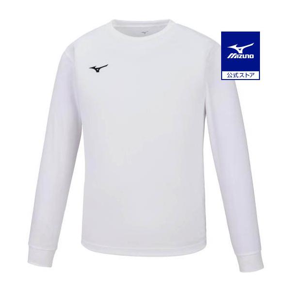 ミズノ公式 ナビドライTシャツ 長袖/丸首 大きいサイズ メンズ レディース ホワイト×ブラック トレーニングウェア