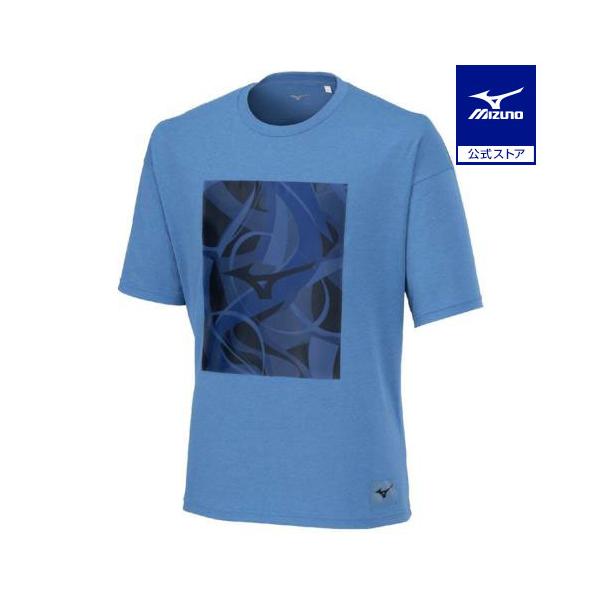 ミズノ公式 ルーズフィットグラフィックTシャツ メンズ パリジャンブルー クリアランス