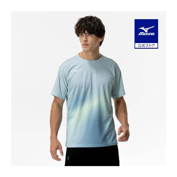 MIZUNO ゲームウェアホワイト/ブルー/グリーン MIZUNO（ミズノ） ミズノ公式 ゲームシャツ ラケットスポーツ ユニ