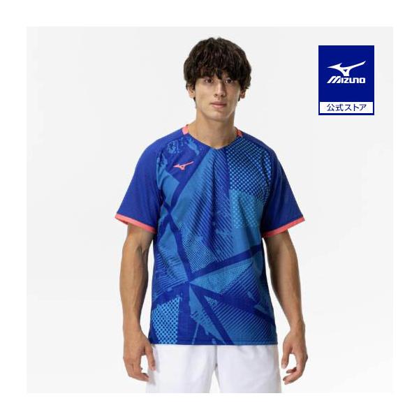 Mizuno テニスウェアセット ホワイト/ブルー/レッド MIZUNO（ミズノ） ソフトテニス バドミントン ゲームシャツ 公式