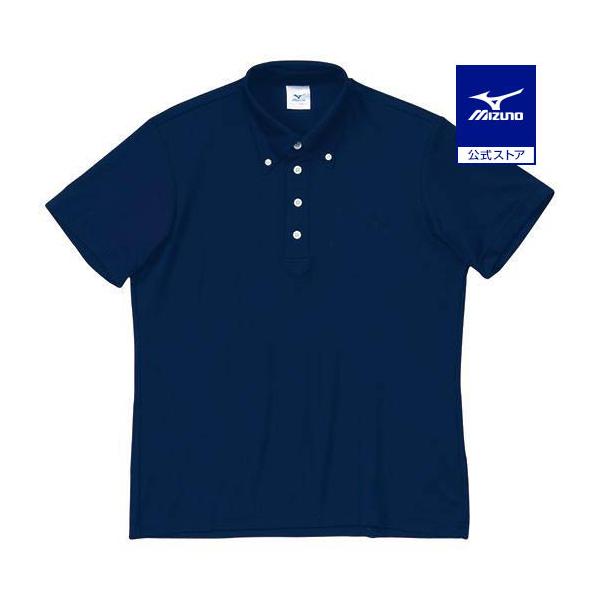 ミズノ公式 ポロシャツ ボタンダウン カラー/マーク無 ネイビー