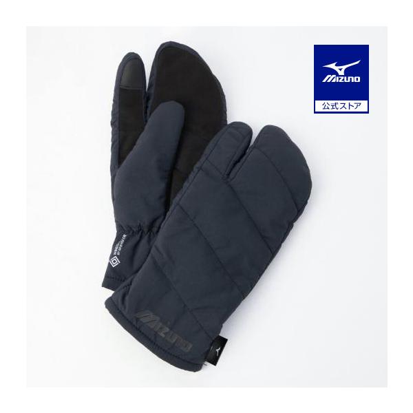 ミズノ公式  吸湿発熱 ブレスサーモ WINDSTOPPERパデットミトン  タッチパネル対応  ブラック ユニセックス