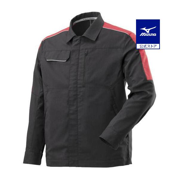 ミズノ　ワークジャケット(春夏/制電素材)［ユニセックス］ S 09：ブラック×レッド　F2JE158009 MIZUNO（ミズノ） ミズノ公式 ワークジャケット 春夏/制電素材 ユニ