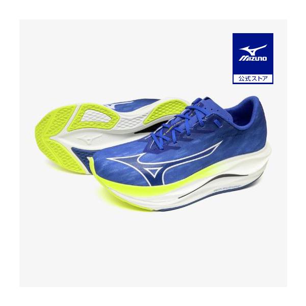 ミズノ公式 ウエーブリベリオンフラッシュ3 ランニング メンズ ブルー×ホワイト×イエロー