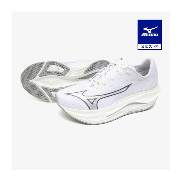 ミズノ公式 ウエーブリベリオンフラッシュ3 ランニング ユニセックス ホワイト×シルバー