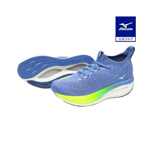 ミズノ公式 MIZUNO NEO VISTA2 ランニング レディース ブルー×ホワイト×イエロー