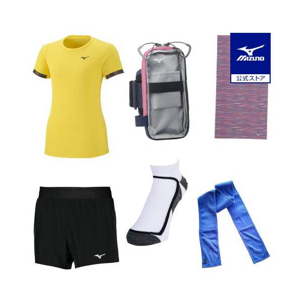 ミズノ公式 数量限定/ミズノ公式オンライン限定 ランニングお楽しみセット レディース Tシャツのカラー/サイバーイエロー 福袋 クリアランス