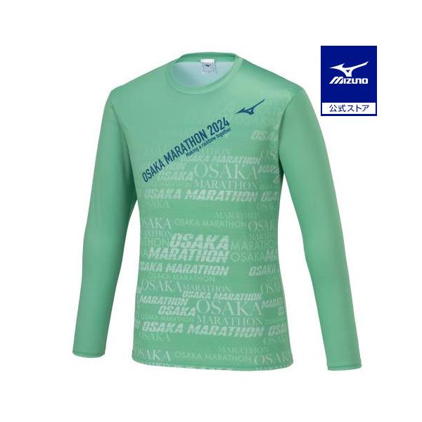 大阪マラソン2024限定Tシャツ。Osaka Marathonの文字が背景に浮かび、スポーティーな印象を与えるデザインです。