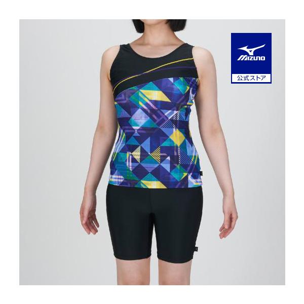 【体型カバー】インセパインナーをパンツにインするセパレーツ水着。トップスがめくれてもお腹が見えにくく安心です。