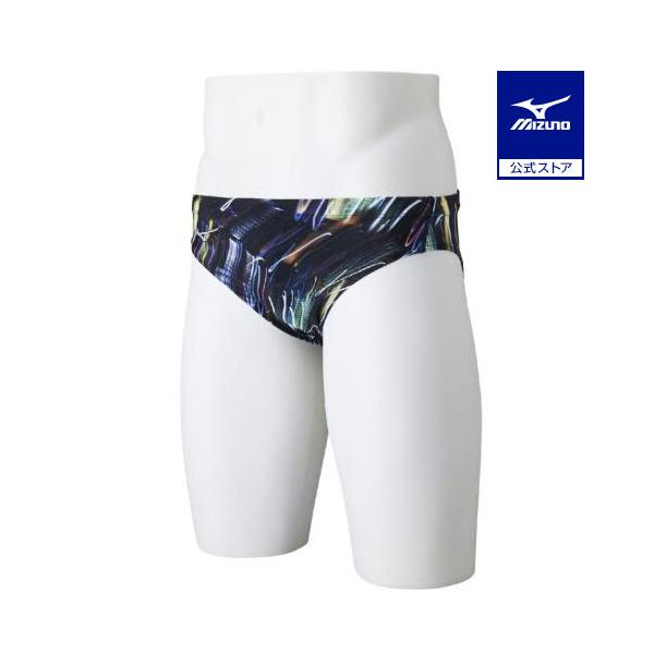 STREAM ACE低抵抗・撥水加工ニット素材のレース水着 STREAM ACEネオンの残像を描いた総柄グラフィックです。