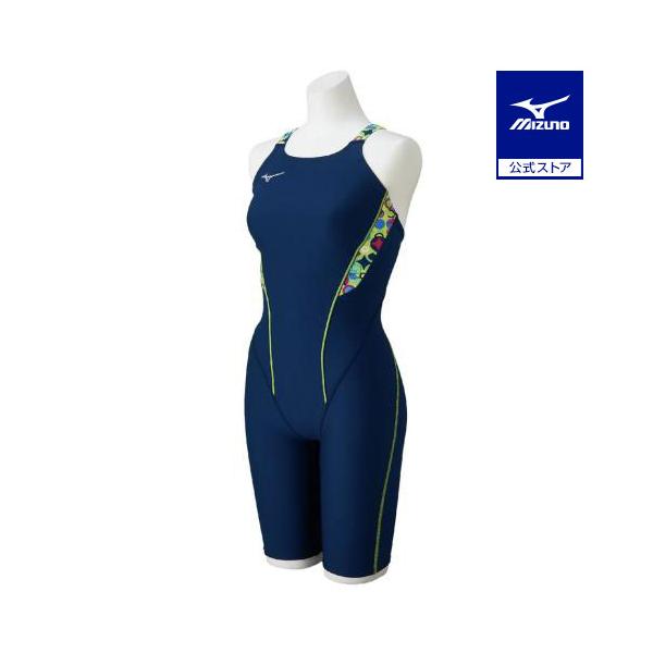 新品タグ付　ミズノ ダイナモーションスーツ ネイビー 洗える ストレッチ MIZUNO（ミズノ） ミズノ公式 競泳練習用ハーフスーツ ネイビー×ライム