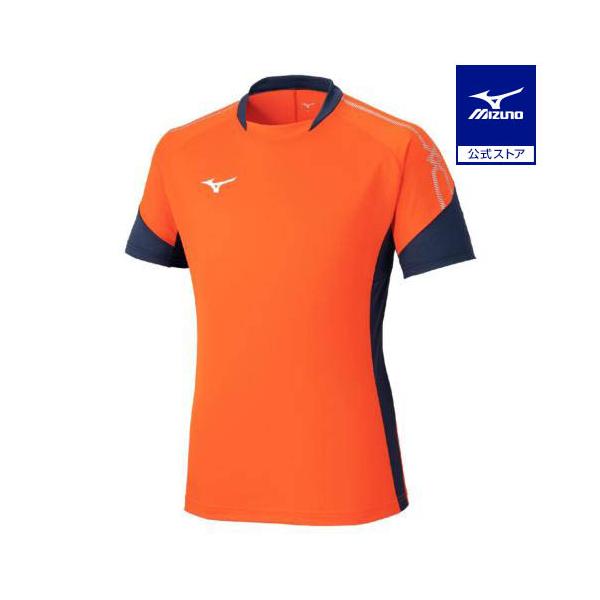 Mizuno バレーボールウェア サイズ19 ネイビー/オレンジ MIZUNO（ミズノ） ミズノ公式 フィールドシャツ フレイムオレンジ
