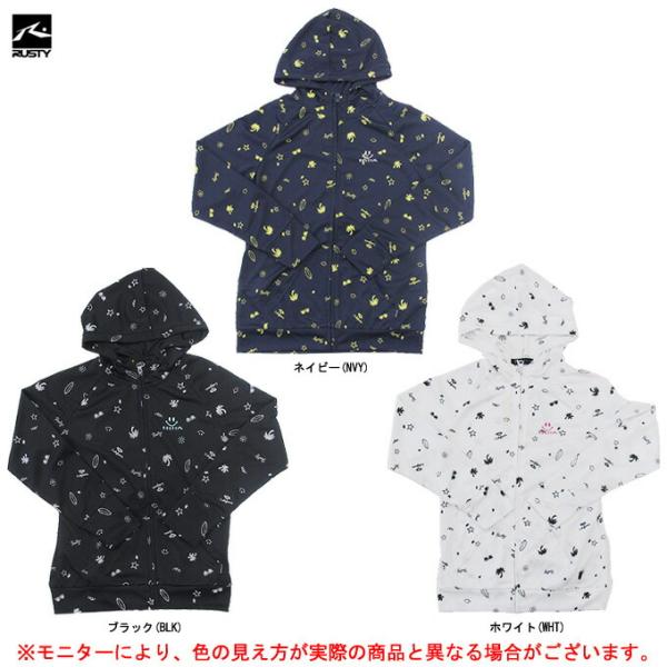 ■品番967465■商品説明ラスティのキッズラッシュガードです。パーカータイプですのでフロントジップでポケットもあり着やすくなっております。かわいい柄がお子様におすすめです。■素材ポリエステル100％■カラーブラック(BLK)ネイビー(NV...