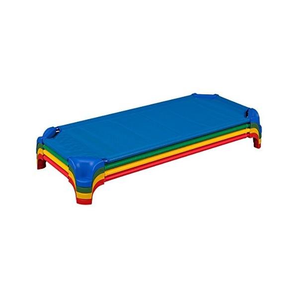 コット 4セット 簡易ベッド 保育園や幼稚園 保育所のお昼寝に Sprogs SPG-16138-AS Deluxe Unassembled  Stackable Daycare Cot Rest Mat w/Easy Lift Corners, S