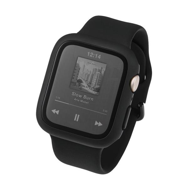 エレコム elecom Apple Watch 44mm/フルカバーケース/プレミアムガラス/ゴリラ/高透明/ブラック