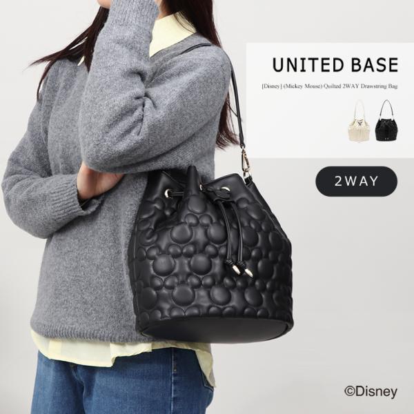 94115【Disney(ディズニー)】（ミッキーマウス） キルティング 2WAY 巾着 ショルダーバッグ