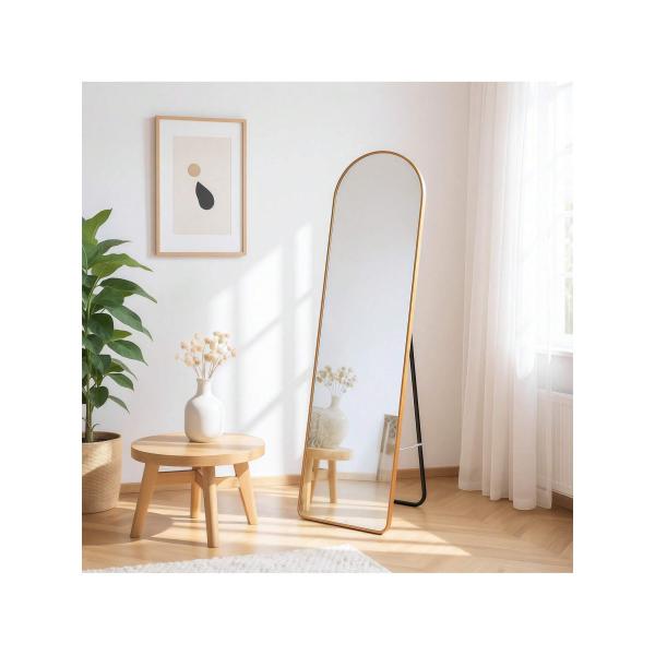 アーチ型 全身鏡 約 150cm 割れにくい アルミフレーム スタンド・立て掛け兼用