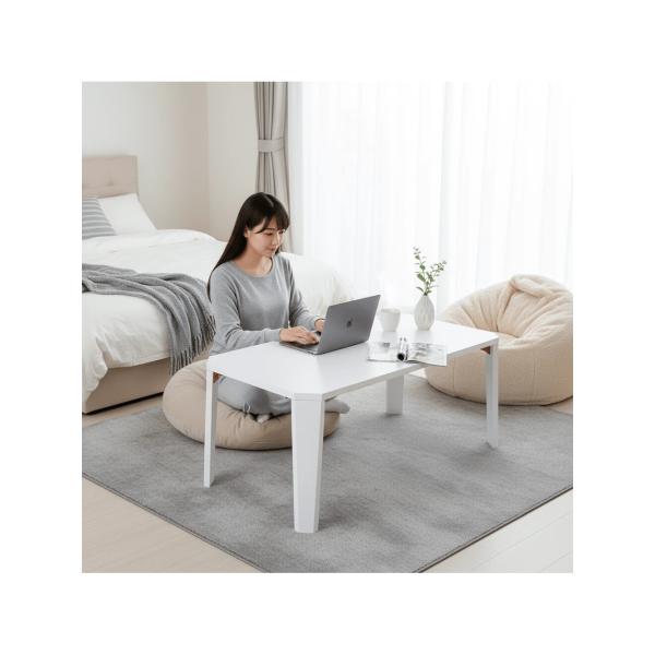 折りたたみローテーブル 幅 80× 奥行 40× 高さ 36.5cm 折れ脚センターテーブル 組立不要 角丸 お手入れ簡単 コンパクト 一人暮らし