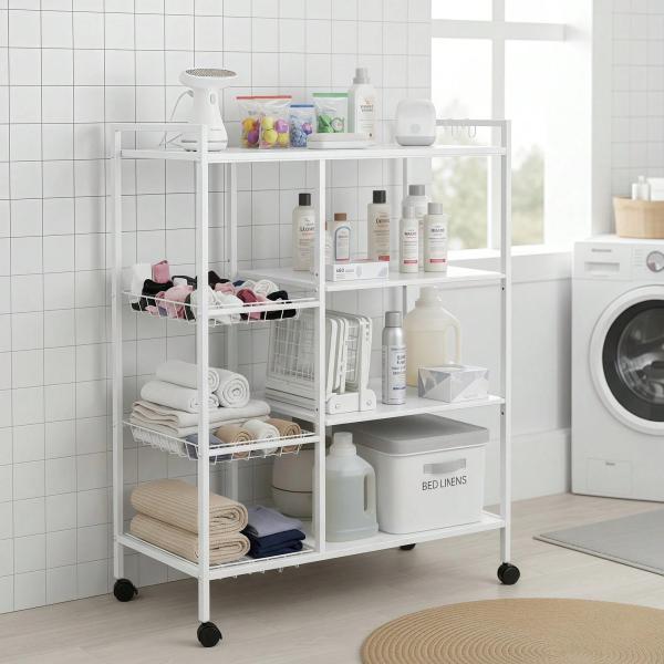 レンジラック 幅 80cm 高さ調節可能 耐荷重 100kg キャスター付き スチール製 キッチン収納 多機能収納バスケット 大型レンジ対応 錆び防止・防水・耐熱仕様