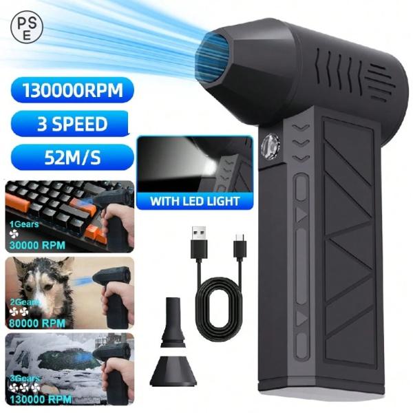 エアダスター 電動 ターボジェットファン 超強力 62m/s ターボファン 風力調整 ミニジェットファン コードレス エアーブロー 130000RMP 8000mAh