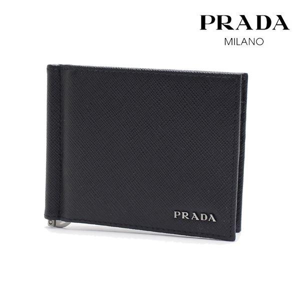 特上美品 PRADA プラダ マネークリップタイプの二つ折り財布 - 通販