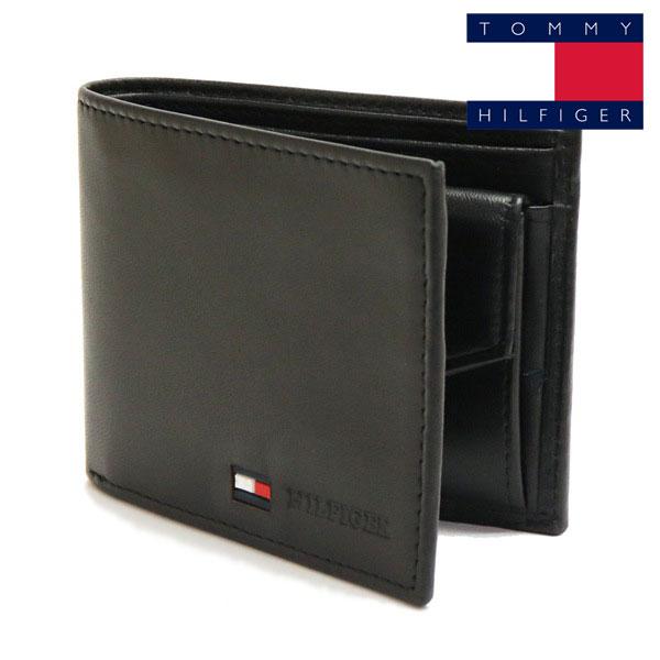 トミーヒルフィガー 二つ折り財布 メンズ TOMMY HILFIGER Wallet 小銭入れ付き 31TL25X020 001  ギフトラッピング無料