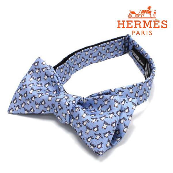 エルメス 蝶ネクタイ メンズ HERMES tie シルク 100% ブルー 845988T