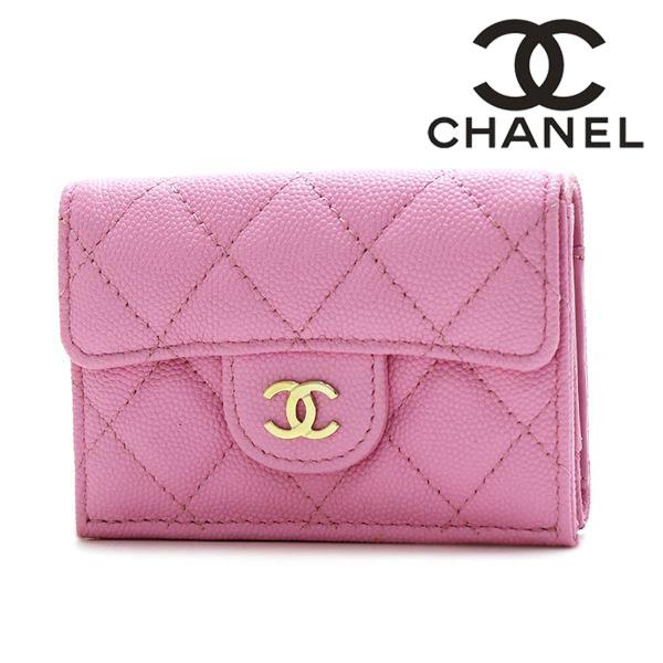 CHANEL 折り財布 シャネル CHANEL 三つ折り財布 マトラッセ ゴールド金具 ミニ財布