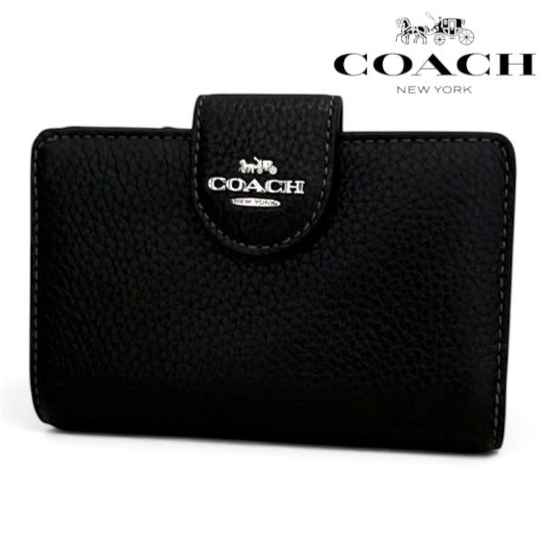 コーチ 二つ折り財布  レディース COACH Wallet シルバー ブラック CBO41 SV/BK  ギフトラッピング無料
