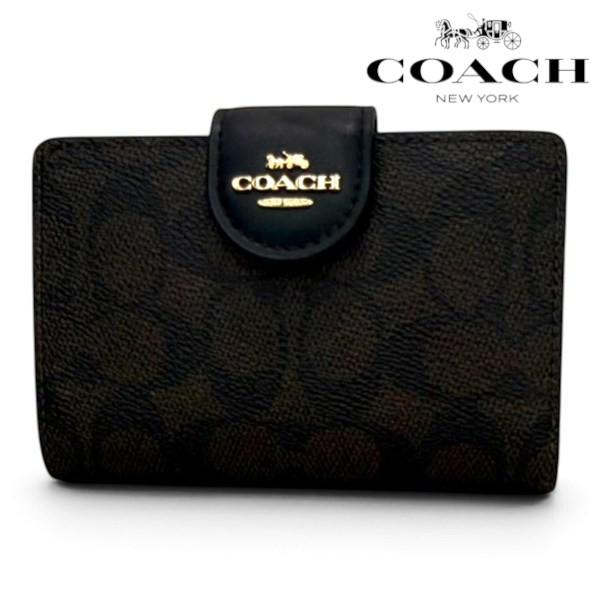 コーチ 二つ折り財布  レディース COACH Wallet ウォルナット ブラック CW786 IMXAQ  ギフトラッピング無料